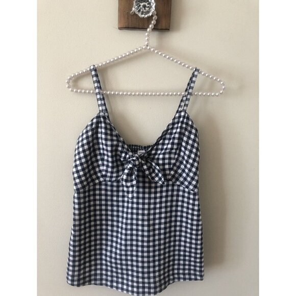 NWT Old Navy Womens Size XS Blue White Plaid Sleeveless Top - Picture 1 of 5